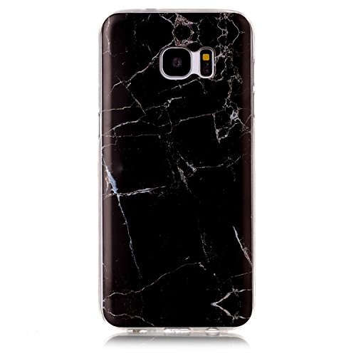 Cozy Hut Für Samsung Galaxy S7 Edge Handyhülle mit Marmor / Marble Design(schwarz / weiß) | Handytasche | | Schale | | Hülle | | Case | Handy-etui | TPU-Bumper | Soft Case | Schutzhülle Cover für den optimalen Schutz ihres Samsung Galaxy S7 Edge (5,5 Zoll) – Schwarzer Marmor - 2
