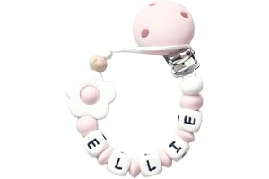 Twinkle Star Baby Custom Pink White Flower Dummy Clip
