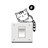 leading star CHEAP FASHION Cute Black Cat Nap Pet Light Switch Funny Wall Decal Vinyl Stickers