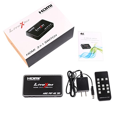 LiteXim 3×1 HDMI Switch mit PIP, SPDIF Audio ARC Funktion und 3,5 mm Stereo Audio-Auszug, Multifunktions-HDMI-Switch-Hub mit IR Remote, zertifiziert für 4Kx2K @ 30Hz und 3D Support - 7