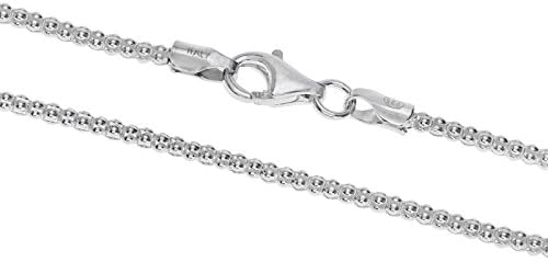 925 Solid Sterling Silver POPCORN Pendant Chain Necklace Lengths: 16, 18, 20, 22, 24, 26, 28, 30" Inch 2mm Width High Quality (20)