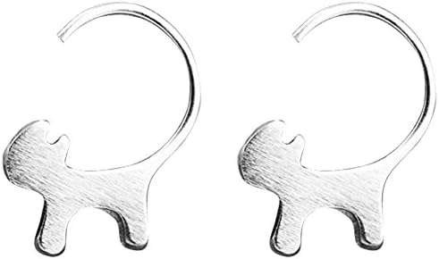 JIUTA 925 Sterling Silver Earrings Shaped Pretty Kitten Shaped, Gift For Women, Modern And Perfect Ornamen