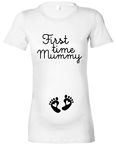 First Time Mummy Maternity T-Shirt (XL - 16, White - Black Print)