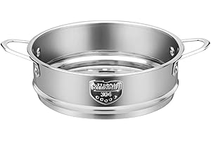 JSLEID Edelstahl Dampfgarer, Topf Dampfeinsatz, Edelstahl Dampfgarer Einsatz, Edelstahl Dampfgarer 20cm, Innendurchmesser 20cm, mit Griff, für Gemüse, Knödel, Fisch, Garnelen, Krabben