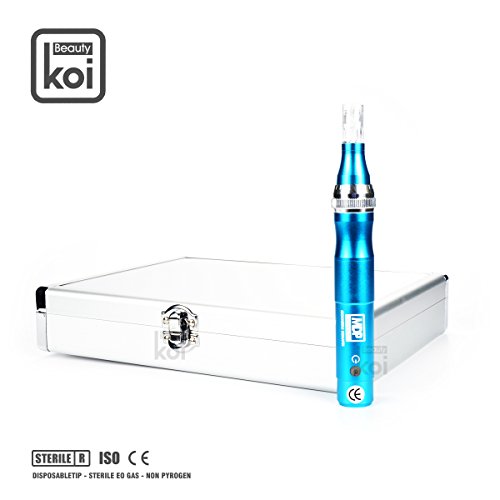 Koi Beauty Microneedle Skin Therapy Electric Auto Derma Stamp Pen for skin rejuvenation (Main Device + 10 Pieces of 9 Needle Cartridge).