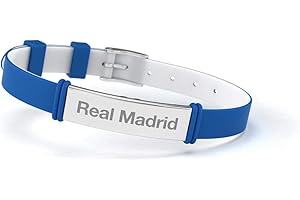 Real Madrid Bransoletka klubu piłkarskiego Fashion niebieska regulowana dla mężczyzn, kobiet i dzieci, Ajustable (Adultos y Niños), Stal nierdzewna Silikon