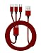 Produktbild Multi USB Kabel,3 in 1 Mehrfach Ladekabel Type C Kabel+ Lightning Kabel + Micro USB Kabel Adapter für iPhone 8/8plus/7/6/6s/iPad/Macbook/ Samsung Galaxy S8/Lumia 950/950XL,Lumia,Huaw ei P10,Nexus 6P,5X usw(Rot)