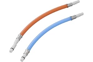 MULTIBROS 2x Flexibel Slanganslutning 25 cm – Röd & Blå | Z-tyllanslutning i plast för varm- och kallvatten – platsbesparande