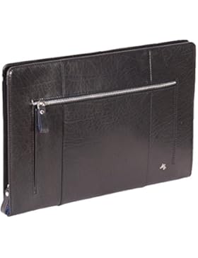 Echtes Leder A4 Dokumentenmappe Folio Konferenz Zip Folder Tablet Case CRUISE Schwarz
