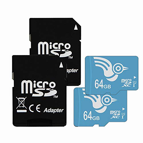 ADROITLARK High Speed 64GB micro sd card class 10 2 pack Micro SD Memory Card for GoPro/Camera/mobile phones/tablet with Adapter(U1 64GB-2Pack)