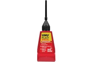 UHU Plast Spécial - Colle Pour Le Modélisme En Plastique, Flacon Aiguille, Transparente, Tube 34 Ml
