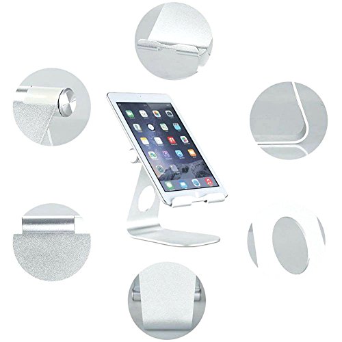 Verstellbare iPad Handy Halterung, Tonyhoney 270 ° Drehbares Phone Dock Smartphones Ständer,Tisch Halterung für Tablets, E-Reader und Smartphones wie iPhone 7 / iPad , Samsung, Huawei,Sony usw–Aluminium Halterung in Silber - 8