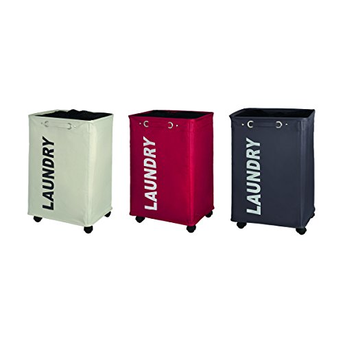 WENKO 3450112100 Wäschesammler Quadro Grau – Wäschekorb, Fassungsvermögen 79 L, 100 % Polyester, 40 x 60 x 33 cm, Dunkelgrau - 6