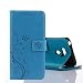 Produktbild LG G6 Hülle, LG G6 Schutzhülle, Alfort Carving Lederhülle Fashion Design Premium PU Leder Hohe Qualität Tasche Case Cover Kasten Abdeckung Wallet für LG G6 5.7" Smartphone Funktion Standfunktion Unterstützte Telefone und Magnetverschluss mit Schmetterling ( Blau )