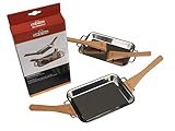Edelstahl Grillschale 2er Set, 2 Grillpfännchen mit 4...