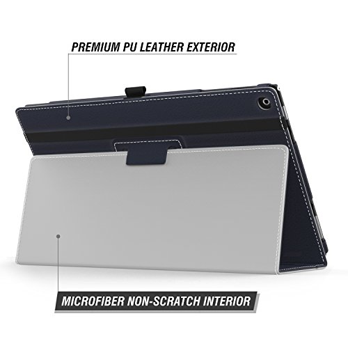 MoKo Fire HD 10 2015 Hülle – Kunstleder Ständer Schutzhülle Smart Cover mit Auto Schlaf / Wach Funktion und Stift-Schleife für Amazon Fire HD 10.1 Zoll (5. Generation – 2015 Modell), Marineblau - 8