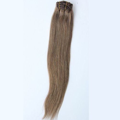 GoGoDiva Clip in Hair Extensions 100% Human Remy Hair #10 Ash Brown colour 15 inches Length 90 grams hair weight