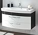 Produktbild Waschplatz Roma 100cm breit, Hochglanz weiß/ anthrazit MDF inkl. Mineralgussbecken Neu!