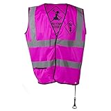 Witzige neon- pinke Warnweste 'Men at work' mit Flaschenöffner, lustiges Party-Accessoire für Frauen
