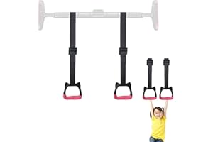 PENUSPT Gymnastics Rings for Kids Bars, Exercise Hanging Rings with Straps Professional Fitness Rings Pull Up Rings Children Trapeze Bar Pull Up Gym Rings Kids Home Exercise Rings, Non-Slip Load-bearing 200KG