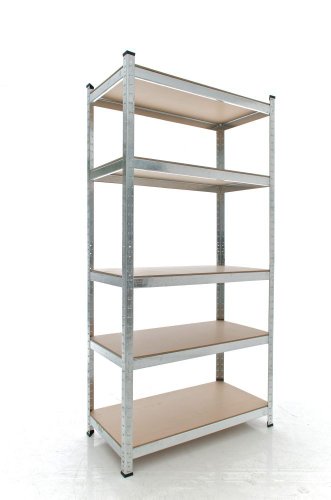 CLP Schwerlastregal, Metall, verzinkt, Tragkraft 875 kg, 5 Böden, Lagerregal Farbe + HÖHE wählbar silber, 180 x 90 x 40 cm - 2