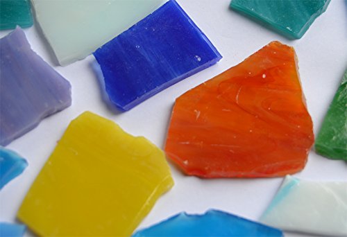 300g, (ca. 50-60St.)Tiffany-Glas Bruchmosaik Steine unbearbeitet bunt - 5