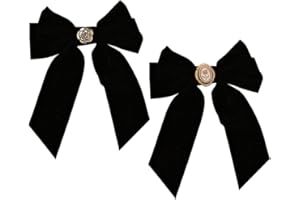 SCJJZ pinzas pelo,hair clips,pinza pelo,pinzas para el pelo,clips pelo,Pasador grande con lazo de terciopelo, clips superiores franceses vintage (2 uds., negro)