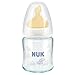 NUK First Choice 120ml Glass Bottle with 0-6mths Latex Teat (1 pack)