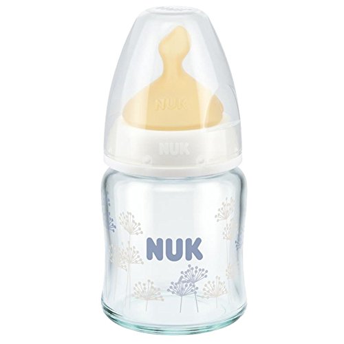 NUK First Choice 120ml Glass Bottle with 0-6mths Latex Teat (1 pack)
