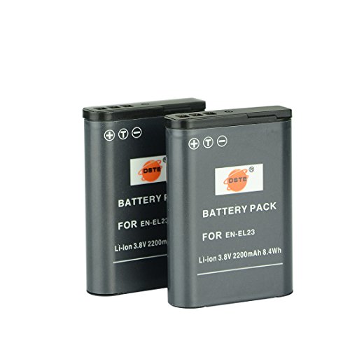 DSTE 2pcs EN-EL23 Replacement Li-ion Battery for Nikon Coolpix P600 Digital Camera