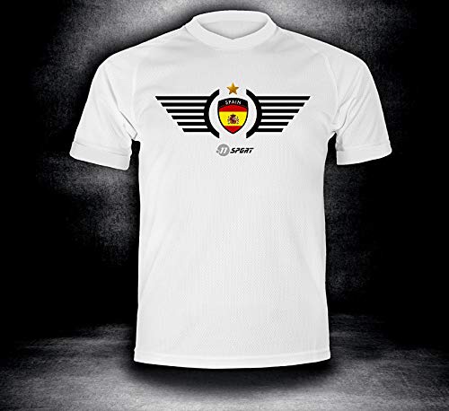 ElevenSports Spanien Trikot 2018 mit GRATIS Wunschname + Nummer im EM WM Weiss Typ #ES2t – Geschenke für Kinder Erw. Jungen Baby Fußball T-Shirt Bedrucken Espana