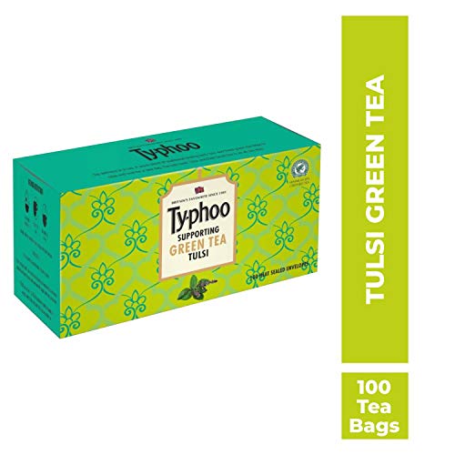 Typhoo Green Tea Traditional Tulsi - 100 Heat Sealed enveloped Tea Bags RS.427 (39.00% Off) - Amazon