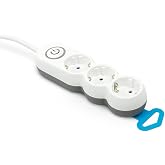 Garza Power &ndash; 3 Socket Power Strip | with Switch | Flat Plug | Multiple Thief 1.4 Metres | Child Protection | White | Design