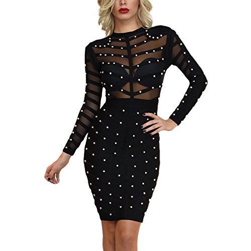 Hlbandage Women Long Sleeve Mesh Beaded Rayon Bandage Dress | Desertcart Cayman Islands Hlbandage Women Long Sleeve Mesh Beaded Rayon Bandage Dress | Desertcart Cayman Islands