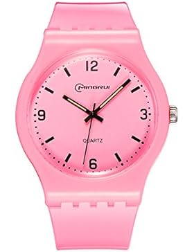 Kind] Quartz uhr,Student Freizeit Wasserdicht Watch Runde Rubber Pin buckle armband-M