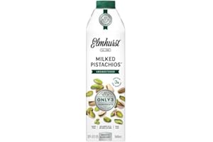 Elmhurst Pistachio Unsweetened, ungesüßter pflanzlicher Pistaziendrink mit 3 Zutaten, vegan, ohne Zuckerzusatz, laktosefrei, ohne Emulgatoren, glutenfrei, cremiger Nussdrink für Kaffee, Müsli & Kochen