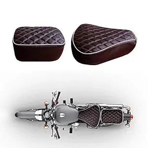 BikeNwear compatible Dark Brown Designer Seat Cover with Foam for Royal Enfield Classic 350 & Classic 500-SUITABLE for Old Model Classic Prior to SEP 2021