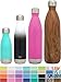 Produktbild Simple Modern 1000ml Wave Wasserflasche - Trinkflasche Vakuum Isolierte Doppelwandige 18/8 Edelstahl - Hydro Camelbak Swell Bottle - Reisebecher, Flasche, Sporttrinkflasche - Oasen Blau