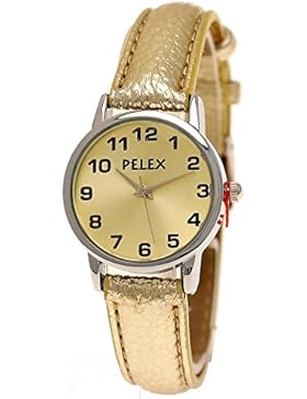 Elegante Kleine Pelex London Damen-Uhr Analog Quarz Armband-Uhr Klassisches Design Gold Silber