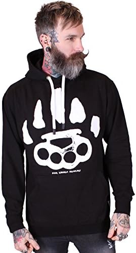 Bear Knuckle Brawlers Men's Premium Pullover Hood Metal Hoodies JH02 Signature Black XLarge