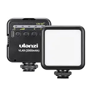 ULANZI VL49 2000mAh LED Video Light w 3 Cold Shoe Mounts, Type C Charging, Soft Light Panel for DJI OSMO Mobile 3, Pocket Zhiyun, Smooth 4 Sony RX100 VIICanon G7X Mark III A6400 6600 GoPro 8 7 6 5