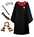 Produktbild LOBTY Kinder Erwachsene Cosplay Kostüm Harry Potter Kostüm Umhang Film Fanartikel Outfit Set Zauberstab Krawatte Schal Brille Karneval Verkleidung Fasching Halloween