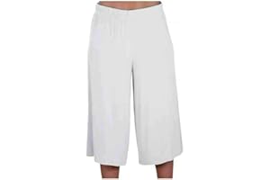 COLOP Womens 3/4 Elasticated Culottes Ladies Wide Leg Stretch Shorts Palazzo Uk 8-26