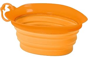 United Pets Leaf Bowl Ciotola da Viaggio per Cani, di Design, Pieghevole e Portatile, in Silicone Atossico, Arancione, Taglia unica