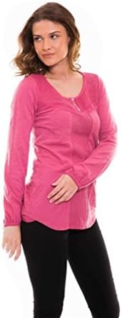 Monsoon Cotton Long Sleeved Top Blouse in Pink and Turquoise (12, Pink)