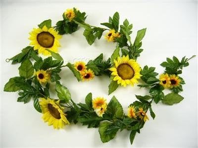 170cm Artificial Silk Flowers Sunflower with Buds Garland from GT Decorations