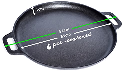 Sandford AMERITALIAN | Pizzastein / Pizza-Pfanne mit Henkel | Gusseisen-Grillpfanne für BBQ-Pizza im US-Style | knusprige Pizzen frisch vom Grill & aus dem Back-Ofen | Pizza italienisch-amerikanisch - 2