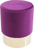 Taburete efecto ante morado y oro Cherry KARE taburete compuesto de un asiento redondeado, con aspecto de ante y diseño de color morado. Il se basa en una base de acero color dorado.Un verdadero fuerte en su decoración moderna, este taburete con un diseño minimalista rempliera plenamente sus funciones de asiento y de objeto decorativo. Instale el alrededor de su sofá o de su mesa baja y disfruta de su comodidad diaria.