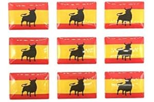 DURABOL Pegatina de Resina Bandera España con Toro Rectangular 16x11mm 9Uds