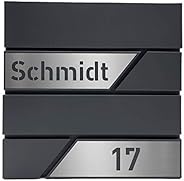 Personalisierter Design-Briefkasten individuell mit Name/anthrazit mit personalisierten Edelstahl-Schildern
